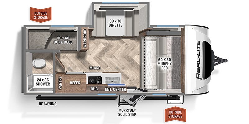 2022 FOREST RIVER REAL-LITE MINIS 189, , floor-plans-day image number 0